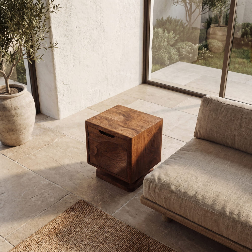 Solid Open Storage Nightstand