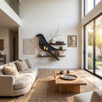 Organic Wave Bookshelf with Sculptural Wall Mounted Shelves, solid wood, built to order, view 3
