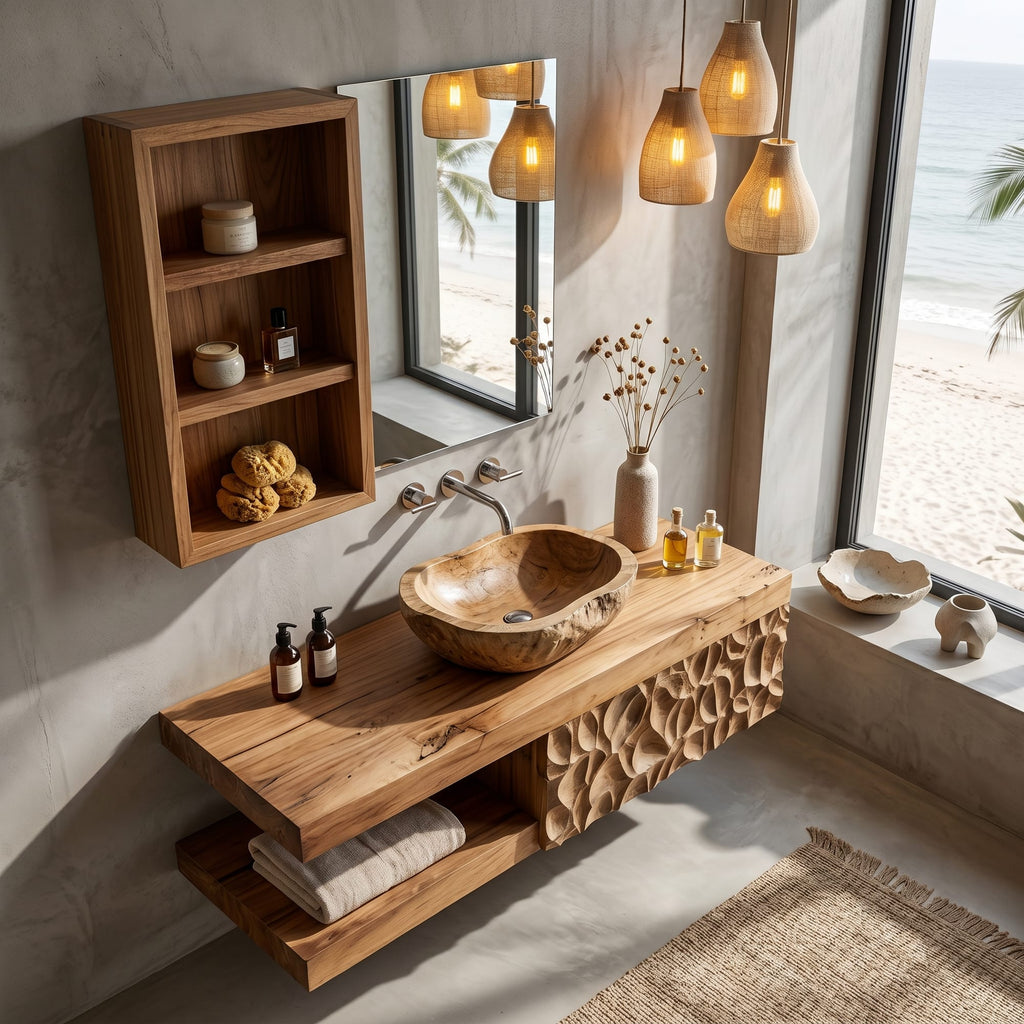 Handcrafted Floating Bathroom Vanity, solid wood, built to order