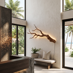 Organic Wall Lamp with Sculptural Tree Branch Design, solid wood, built to order, view 3