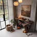 Console Table with Spider Web Inspired Base, solid wood, built to order