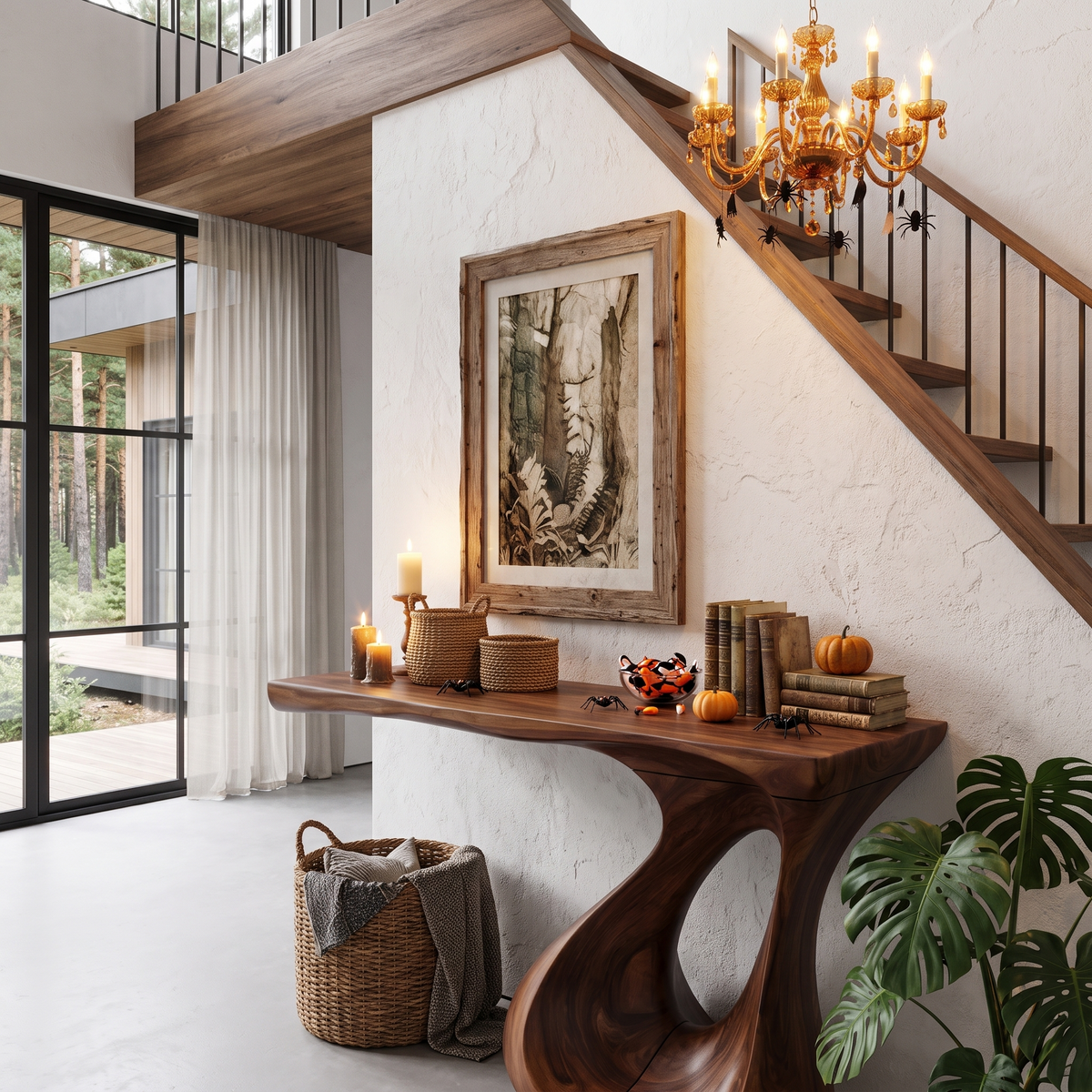 Contemporary Statement Console Table with Curved Open Base, solid wood, built to order, view 3