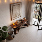 Modern Entryway Table with Open Storage Shelf and Hollow Frame, solid wood, built to order