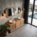 Contemporary Double Bathroom Vanity with Cabinet and Drawer Storage, solid wood, built to order