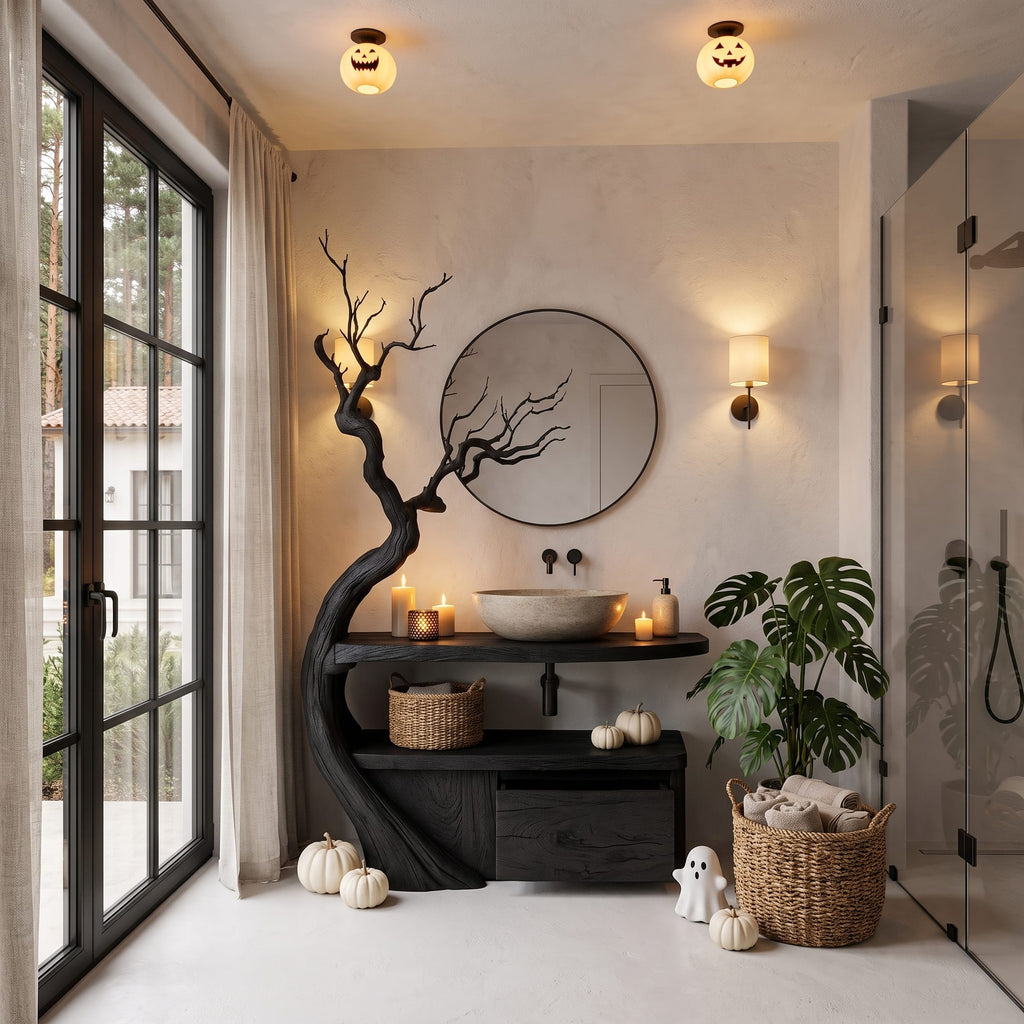 Bathroom Vanity with Tree Branch Design, solid wood, built to order