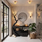 Bathroom Vanity with Tree Branch Design, solid wood, built to order