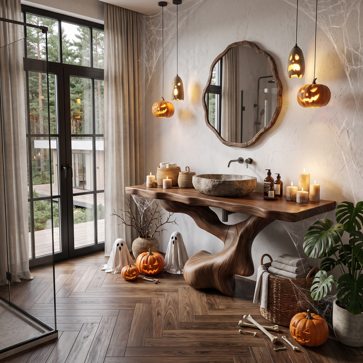 Organic Sculptural Bathroom Vanity with Twisted Tree Form, solid wood, built to order, view 3