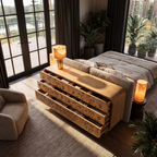 Minimalist All Dresser with Subtle Leaf Carving and Soft Rounded Frame, solid wood, built to order, view 2