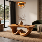 Organic Modern Coffee Table with Seamless Curved Base, solid wood, built to order, view 7