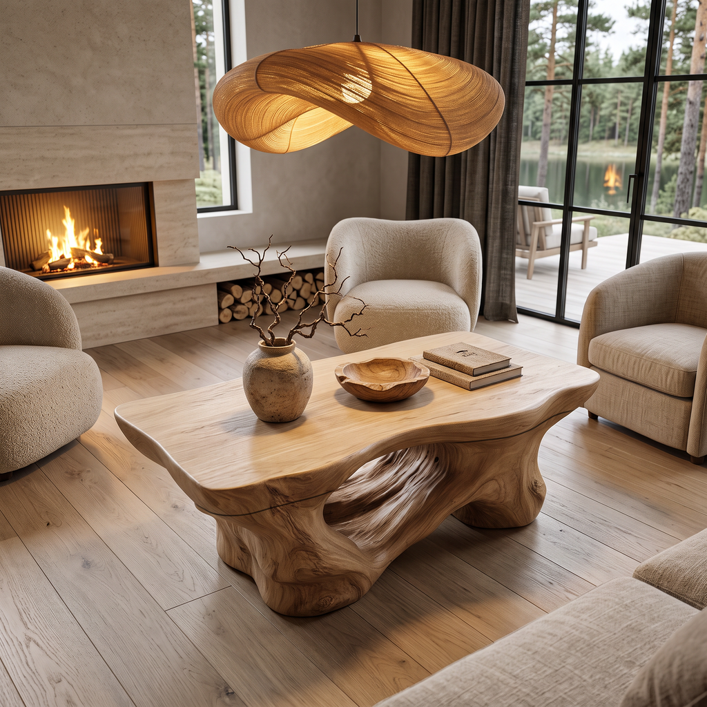 Rustic Coffee Table with Sculptural Root Form Legs, solid wood, built to order, view 7