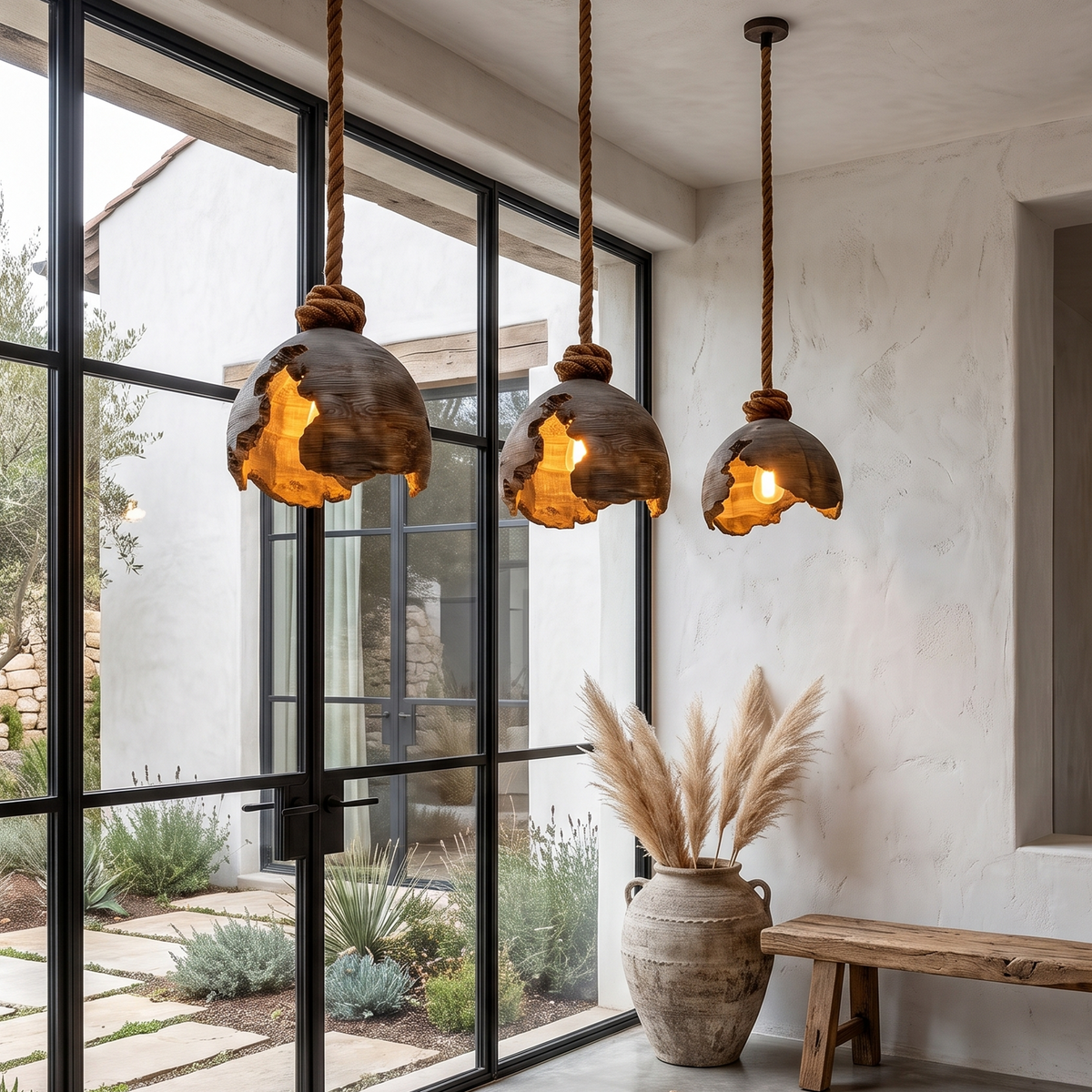 Minimalist Pendant Lamp with Sculptural Design, solid wood, built to order, view 7