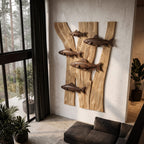Contemporary Fish Wall Decor with Sculptural River Scene, solid wood, built to order