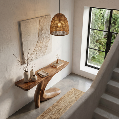 Minimal Console Table with Clean Curved Wooden Base, solid wood, built to order, view 2