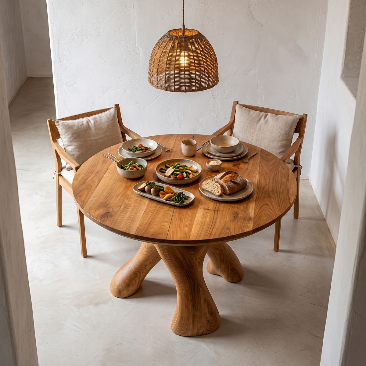 Organic Round Dining Table with Sculptural Infinity Design, solid wood, built to order, view 2