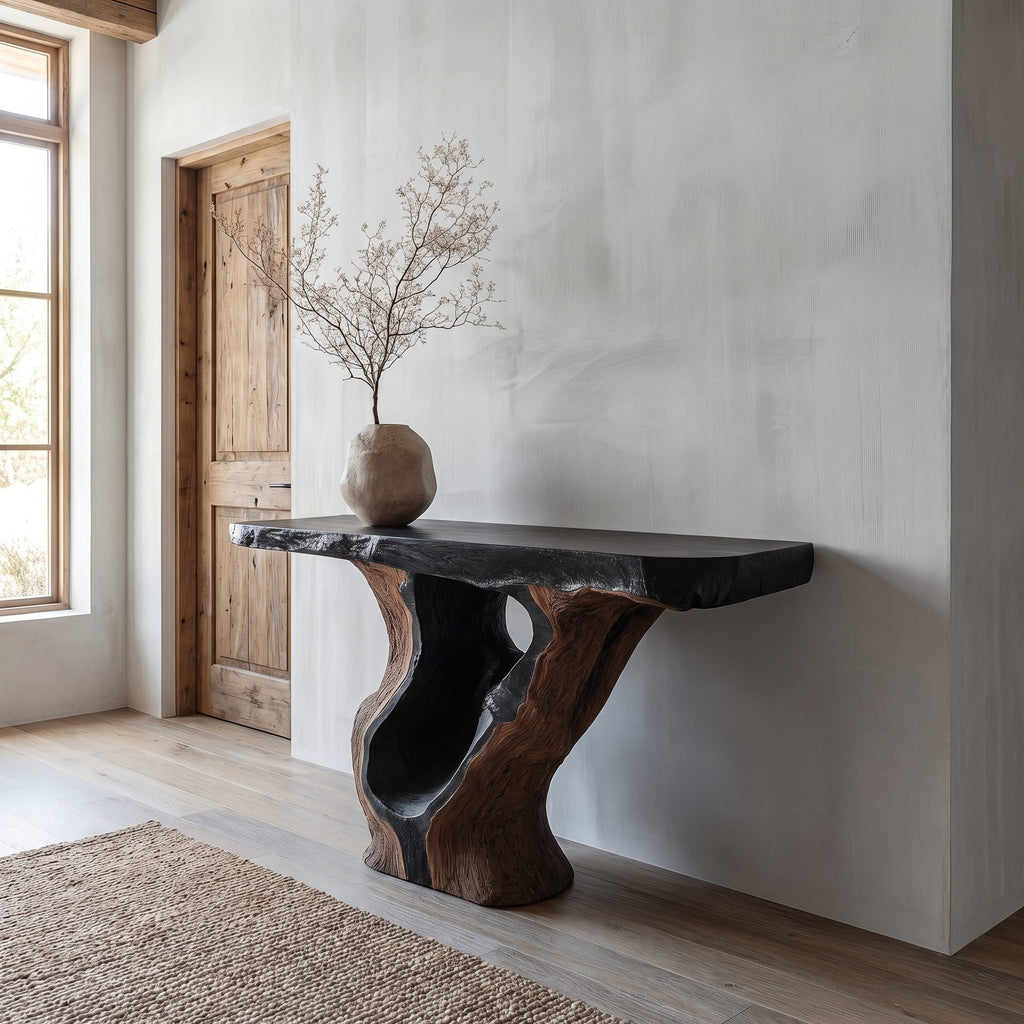 Sculptural Solid Console Table