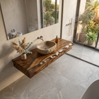 Minimal Floating Bathroom Vanity, solid wood, built to order, view 3