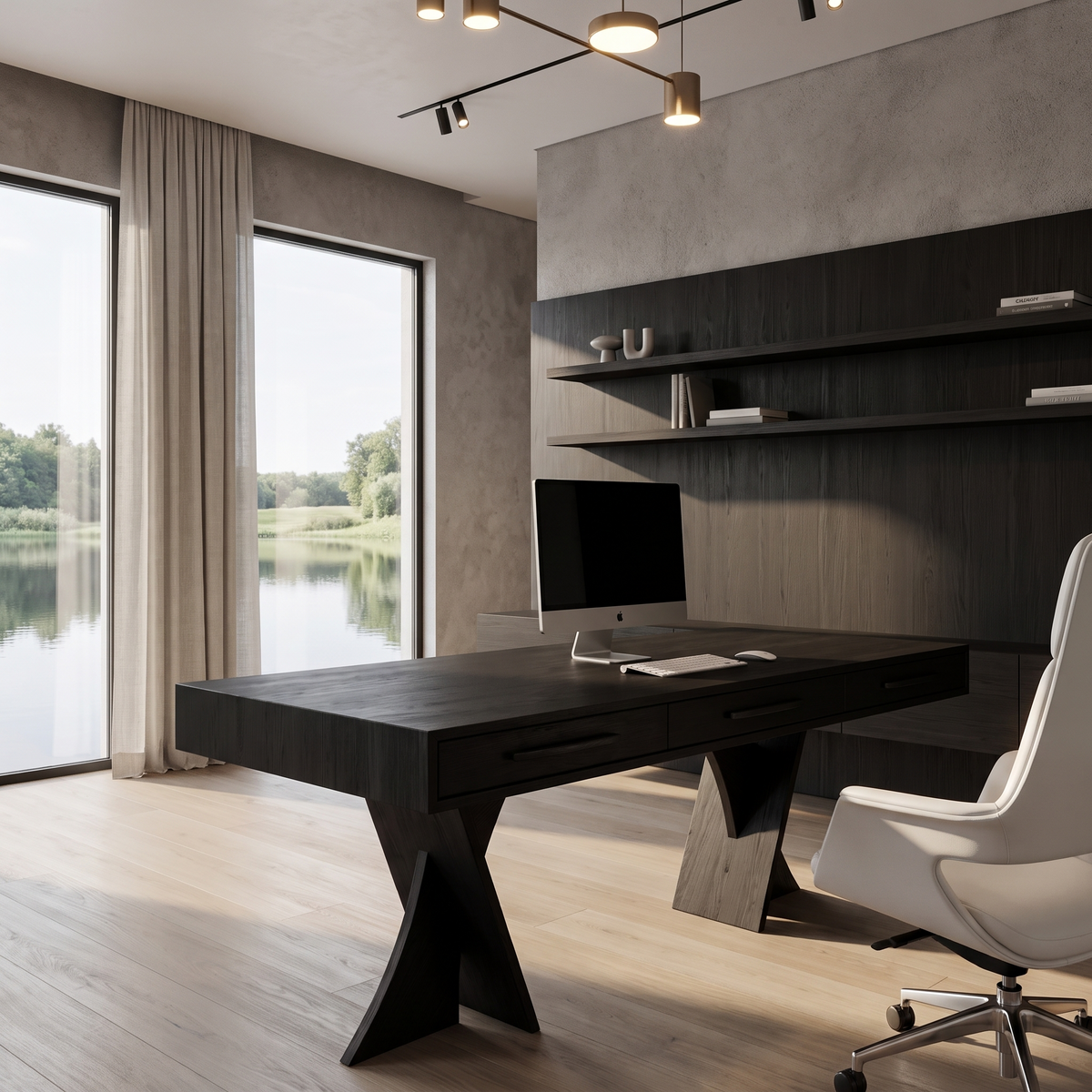Minimalist X Frame Desk Computer Desk, solid wood, built to order, view 3
