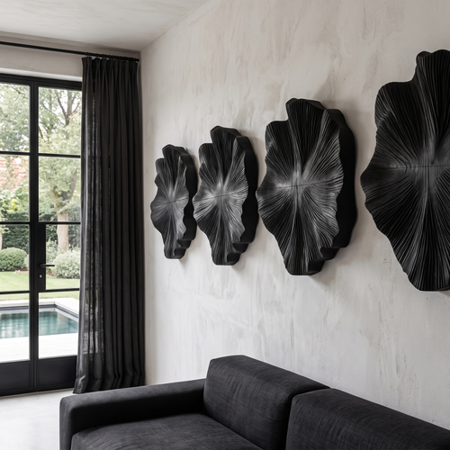 Contemporary Wall Sculpture with Botanical Relief Design, solid wood, built to order, view 2
