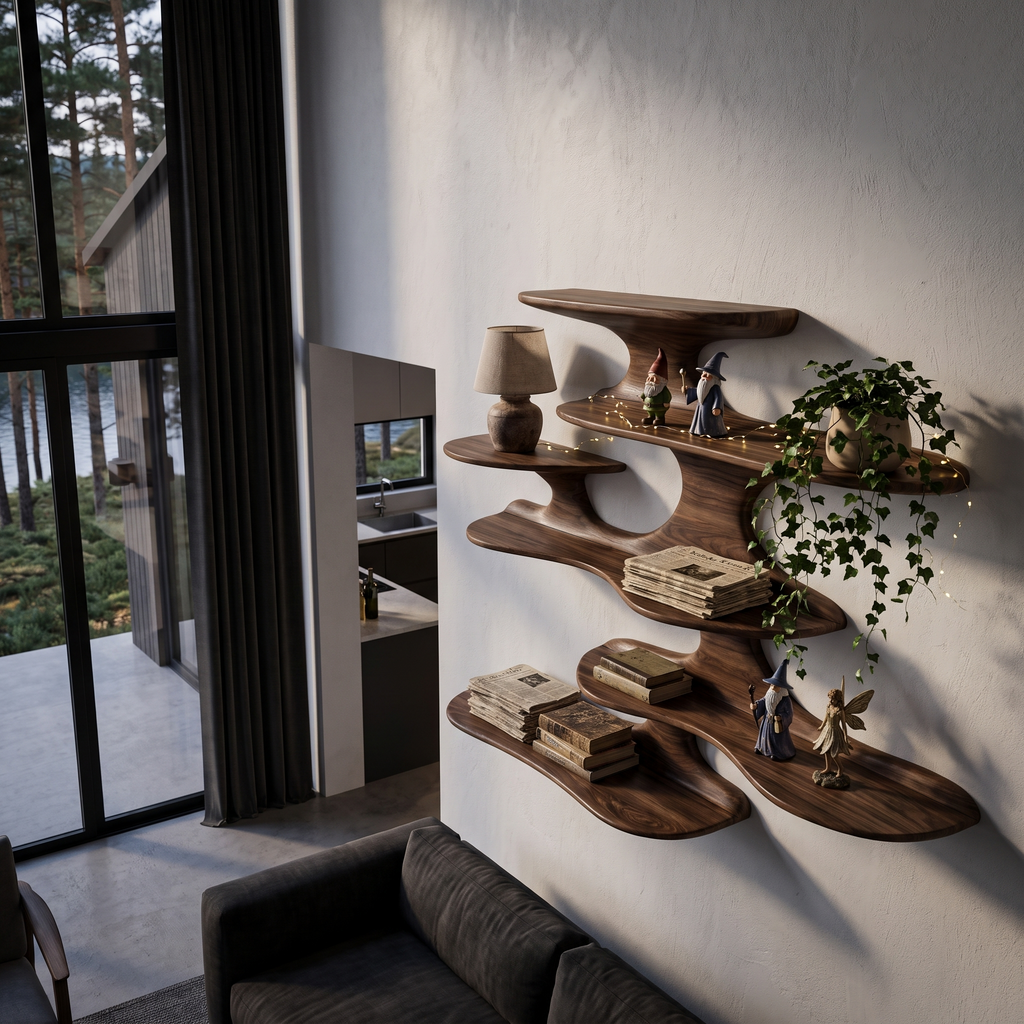Minimalist Floating Shelf Design, solid wood, built to order, view 2