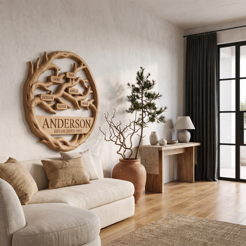 Organic Personalized Family Tree Wall Decor, solid wood, built to order, view 2
