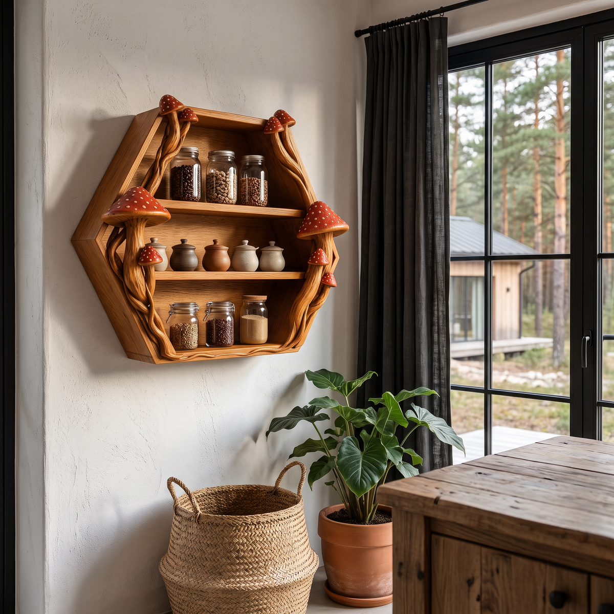 Minimalist Wall Bookshelf Shelves, solid wood, built to order, view 2