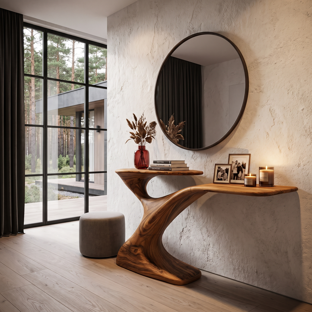 Minimalist Console Table, solid wood, built to order, view 3