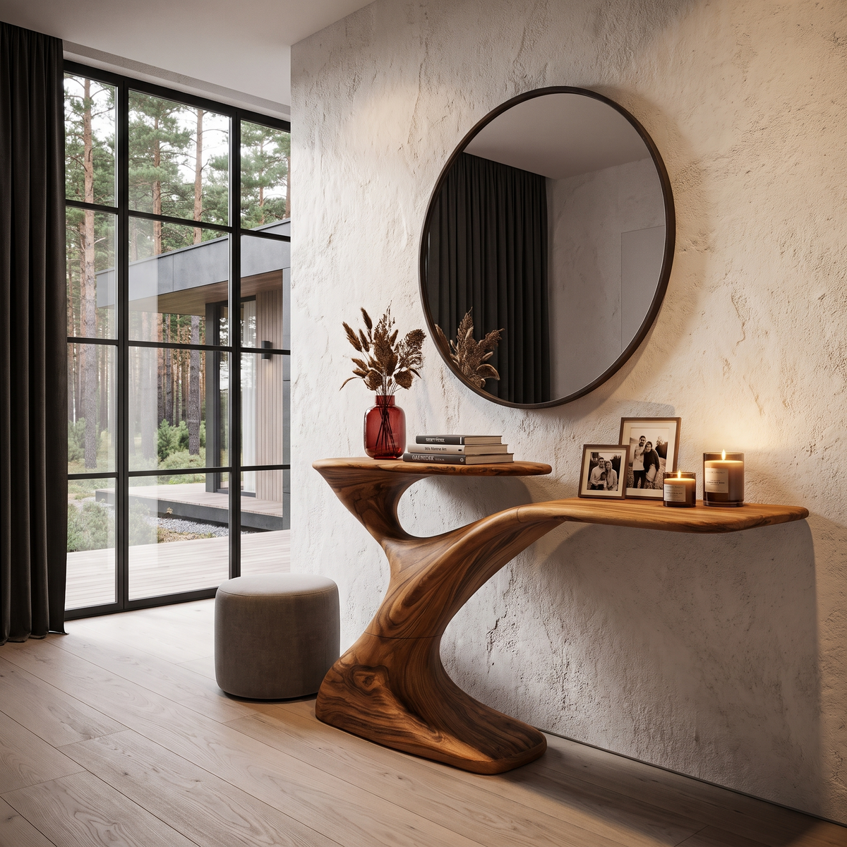 Minimalist Console Table, solid wood, built to order, view 3