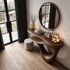 Contemporary Console Table with Open Frame Base, solid wood, built to order