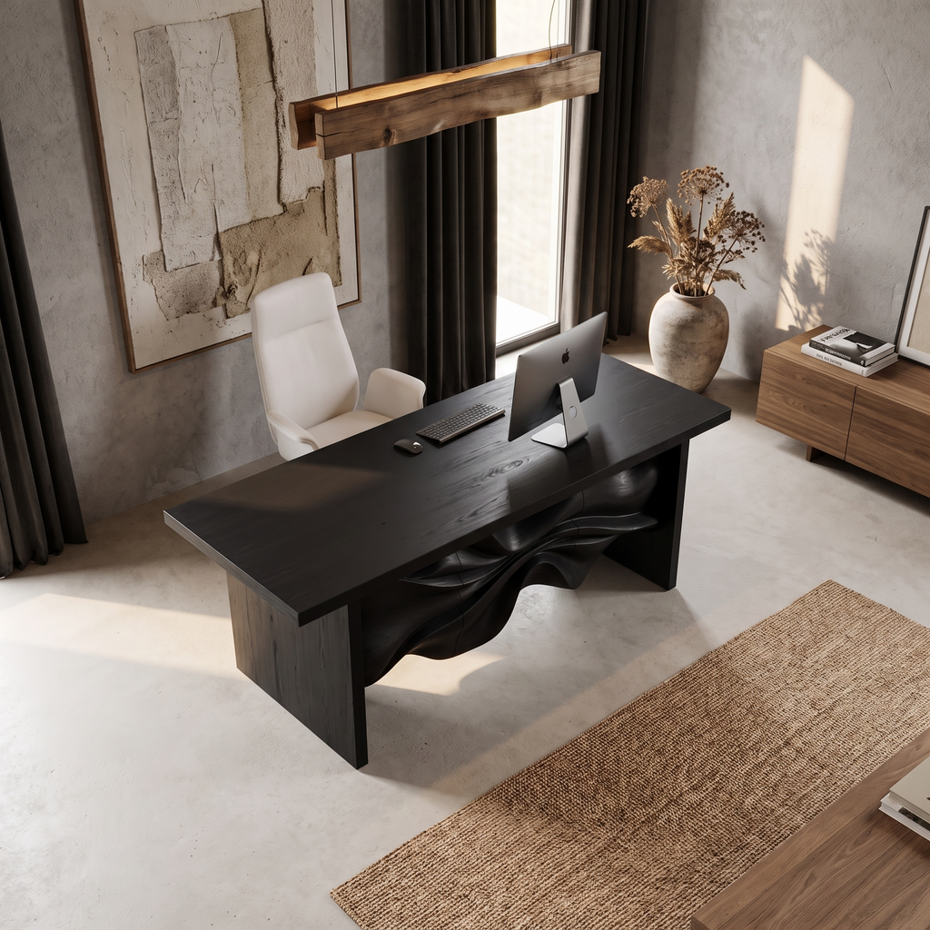 Minimalist Writing Desk Storage Design, solid wood, built to order, view 3