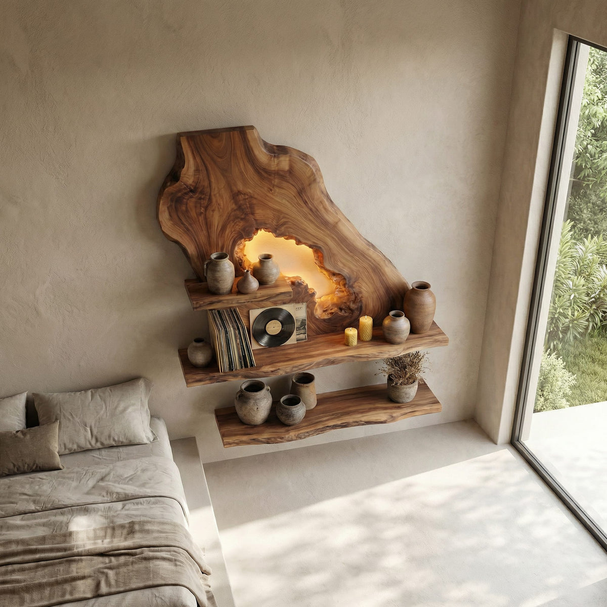 Sculptural Wave Wall Shelf