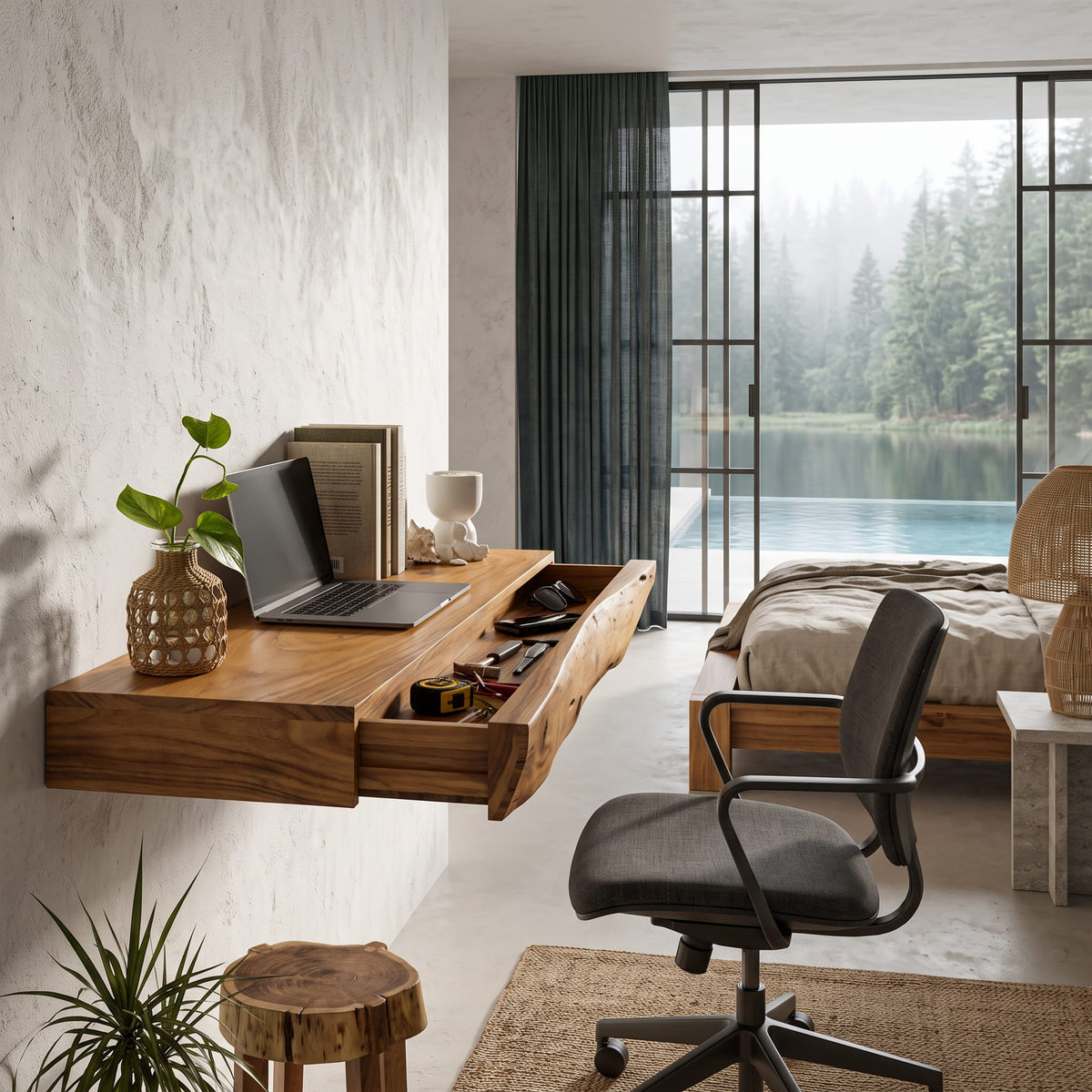 Floating Live Edge Workspace Desk