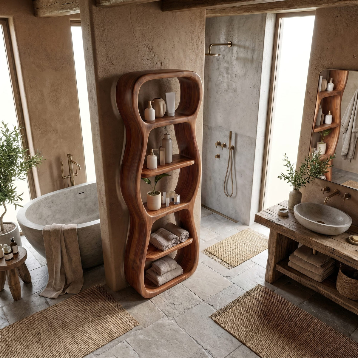 Sculptural Contemporary Bath Shelf