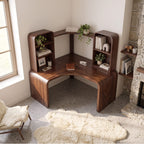 Contemporary Computer Desk with Corner Bookcase, solid wood, built to order