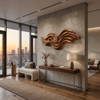 Organic Wood Wall Clock with Wave Sculpture, solid wood, built to order, view 2