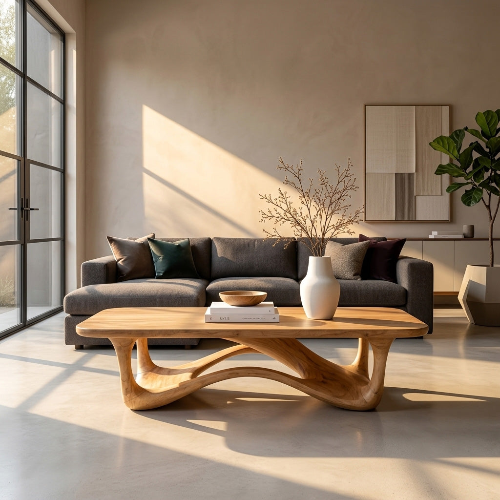 Contemporary Sculptural Coffee Table, solid wood, built to order, view 2