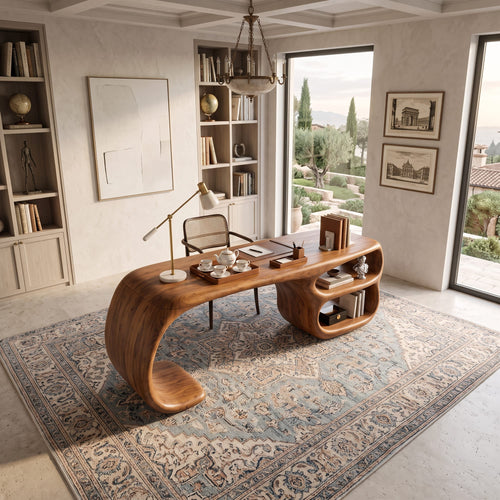 Contemporary Freeform Executive Desk Home Office Studio, solid wood, built to order