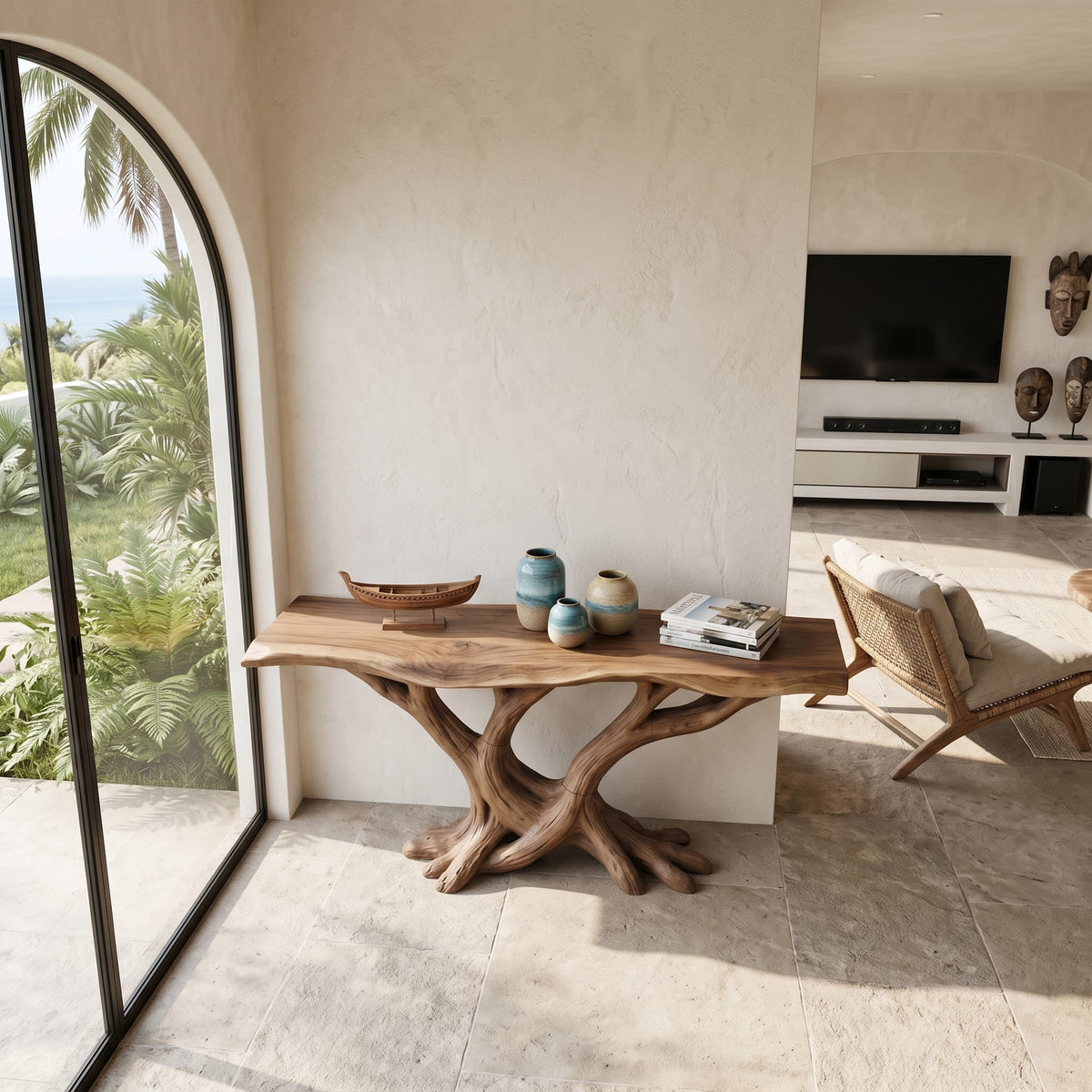 Organic Twisted Wood Console Table Hallway, solid wood, built to order