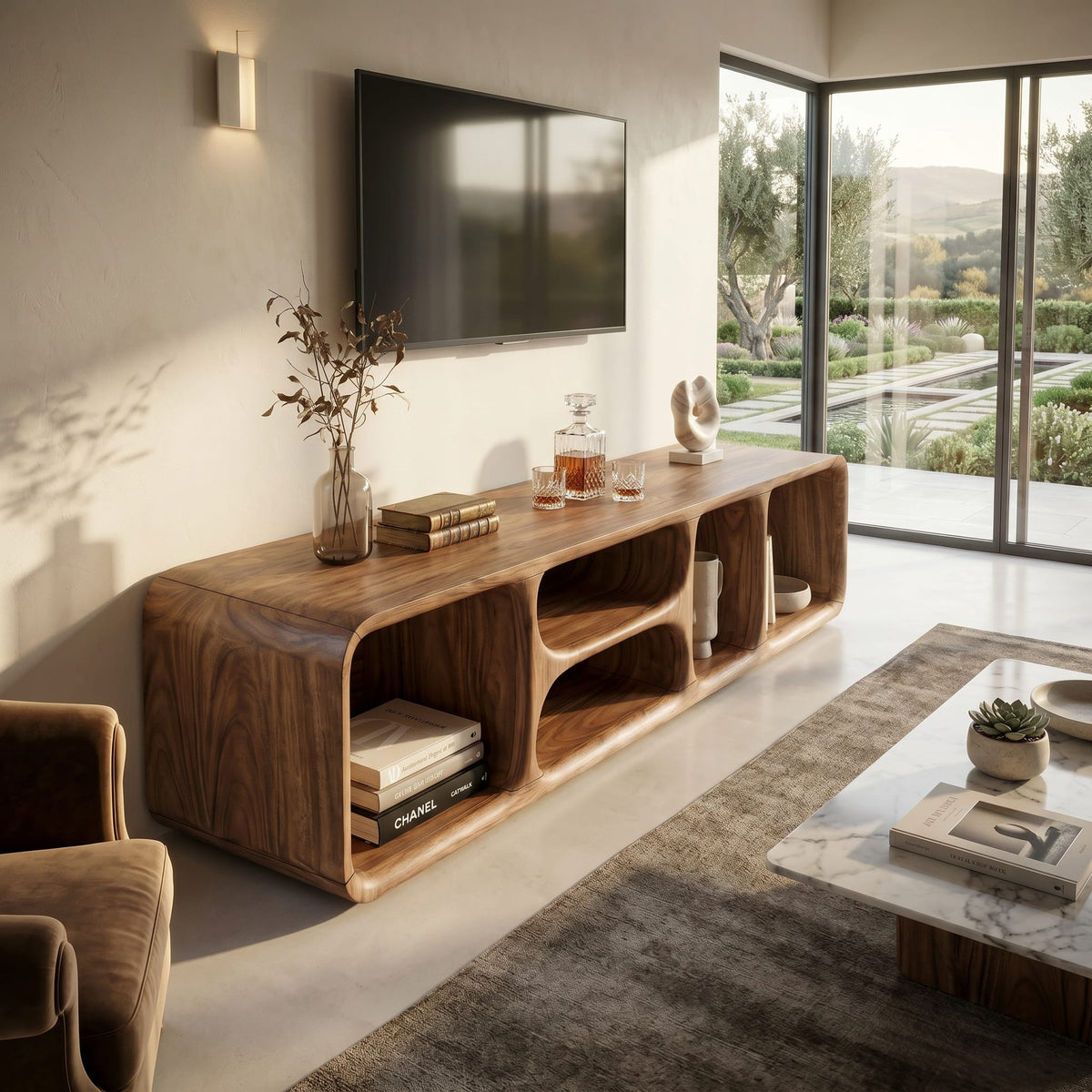 Contemporary TV Unit Interior, solid wood, built to order