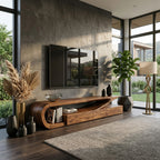 Minimalist TV Console, solid wood, built to order, view 2