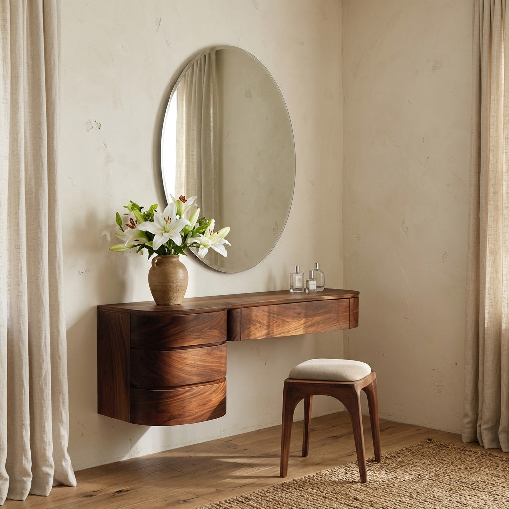 Minimalist Wall Mounted Vanity with Drawer, solid wood, built to order, view 3