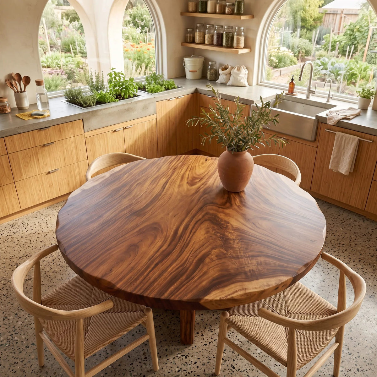 Contemporary Round Dining Table Top Dining Room, solid wood, built to order