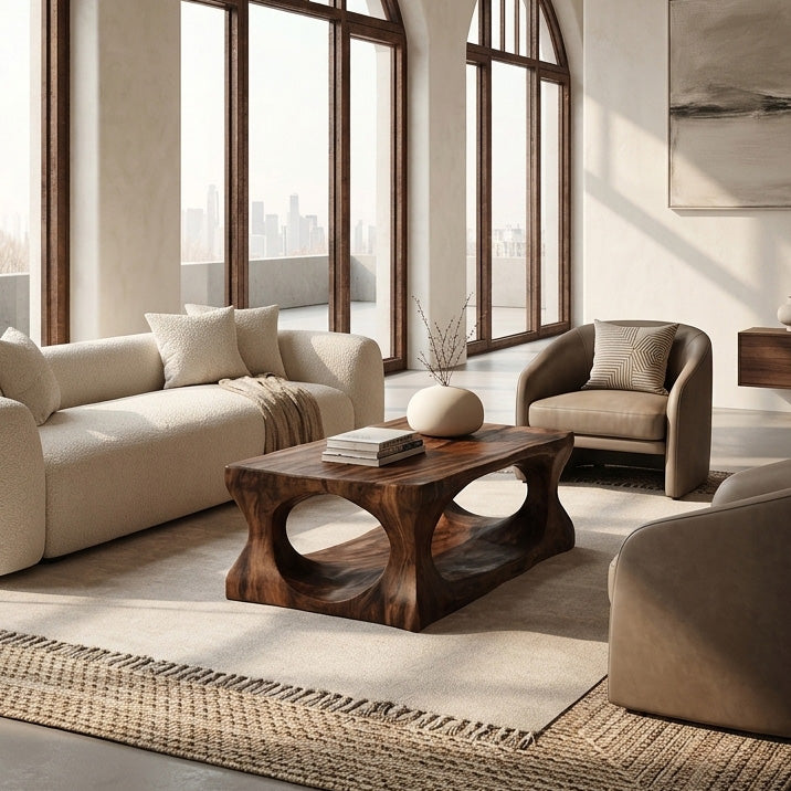 Organic Style Coffee Table Natural, solid wood, built to order, view 2