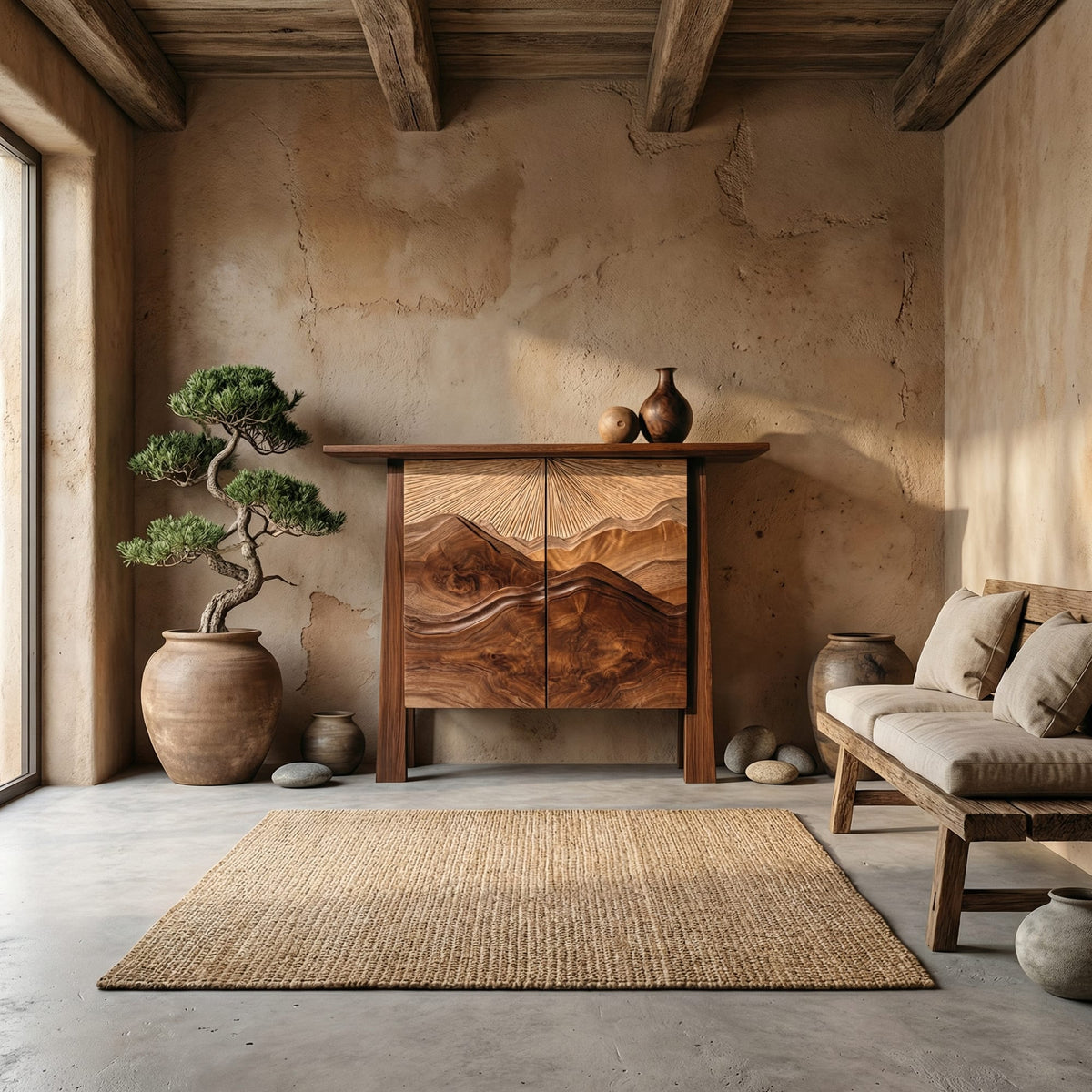 Mountain Carved Storage Cabinet