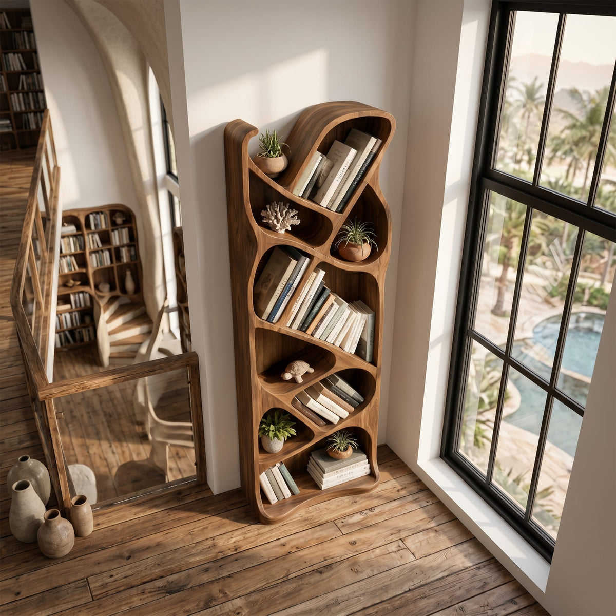 Mid Century Open Bookcase, solid wood, built to order