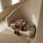 Contemporary Organic Round Entryway Foyer Table, solid wood, built to order