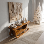 Organic Modern Console Table with Sleigh Inspired Design, solid wood, built to order, view 2