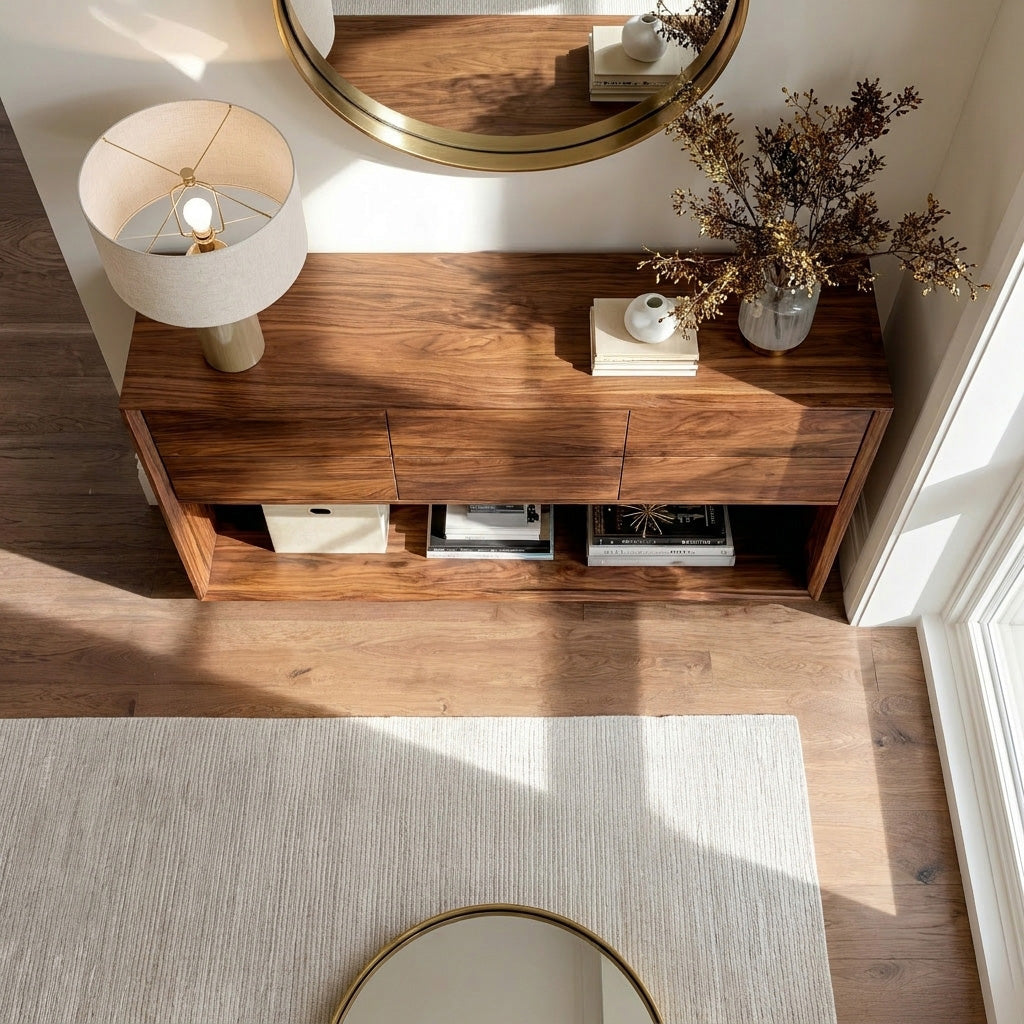 Minimal Wood Console Table with Multi Drawer, solid wood, built to order, view 2