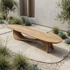 Organic Wave Bench Solid Elegant Flowing Curve Design Garden and Outdoor Space, solid wood, built to order