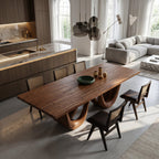 Contemporary Two Wavy Legs Dining Table, solid wood, built to order