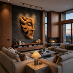 Face Wall Art with Sculptural Form, solid wood, built to order, view 2